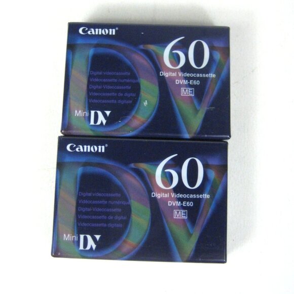 Pack Of 2 Canon Mini DV Digital Videocassette DVM E60 60 Min SP 90 Min LP - Picture 1 of 2
